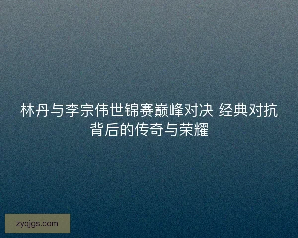 林丹与李宗伟世锦赛巅峰对决 经典对抗背后的传奇与荣耀