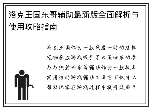 洛克王国东哥辅助最新版全面解析与使用攻略指南